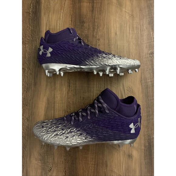 Under Armour Spotlight 4 MC Men 10.5 Football Cleats 3027977-500 Purple Silver main image 4